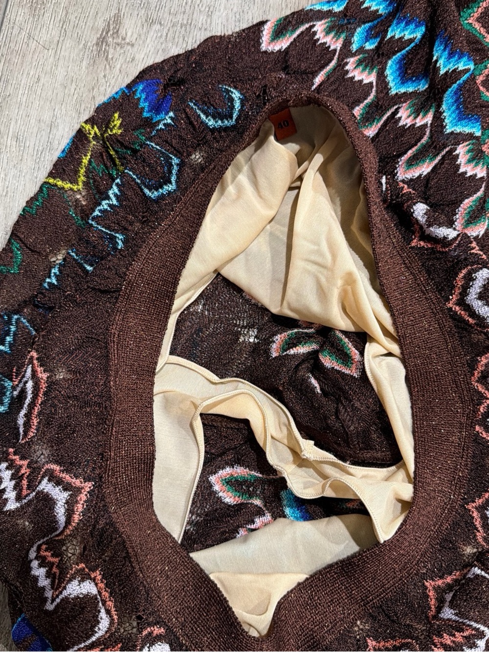 Missoni vintage turquoise and brown metallic crochet knit pants - Picture 4 of 6